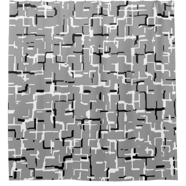 Black White Grey COOL Abstract Pattern Shower Curtain (Front)