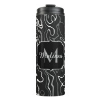 Black white grey damascus abstract swirls Monogram
