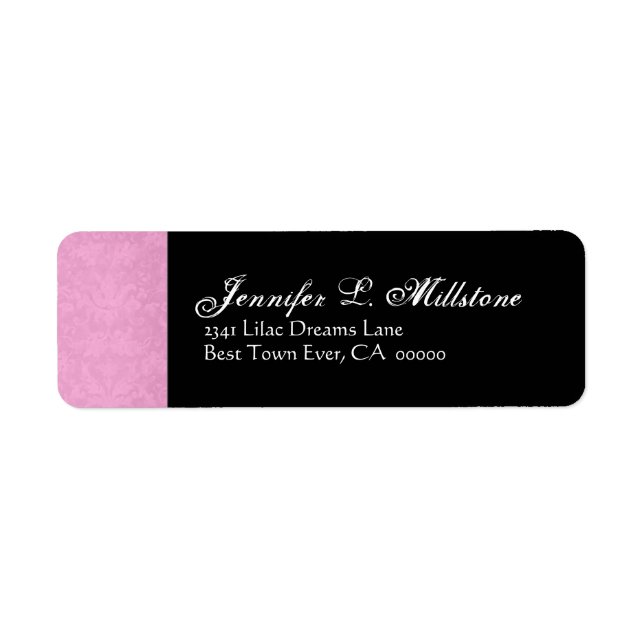 Black White Grey Damask Return Address Label (Front)