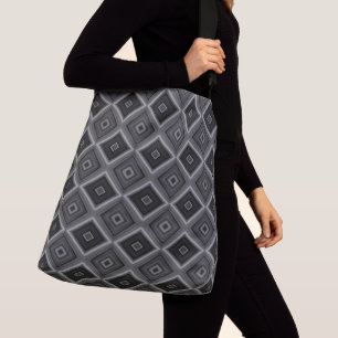 Black White Grey Diamond Geometric Crossbody Bag