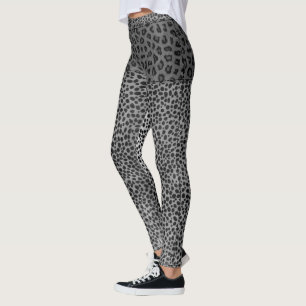 Black White Grey Exotic Animal Cheetah Leopard Leggings