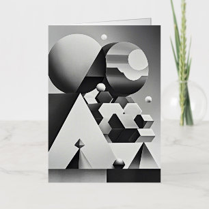 Black white grey geometric shapes  foil greeting card