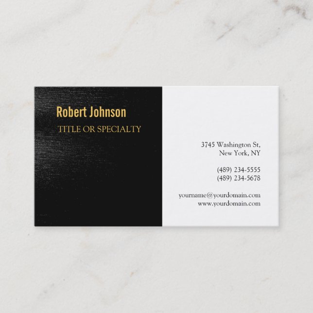 Black White Grey Gold Business Card (Front)