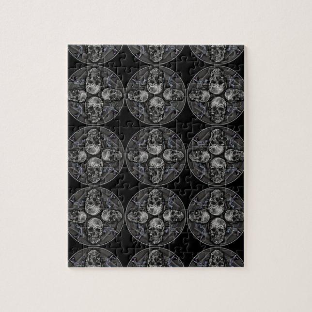 Black white grey gothic skulls jigsaw puzzle (Vertical)
