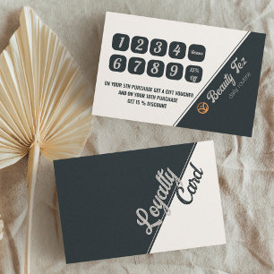 Black White Grey Grey Script Loyalty  Business Card