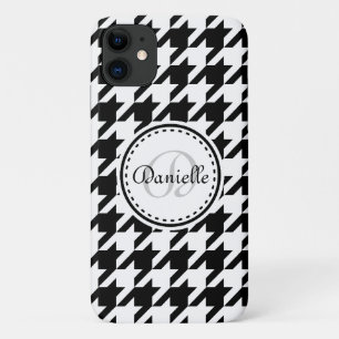 Black White Grey Houndstooth Monogram Pattern Case-Mate iPhone Case