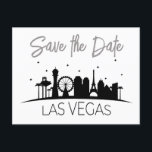 Black White Grey Las Vegas Wedding Save The Date Announcement Postcard<br><div class="desc">Have your guests eagerly awaiting their invitation with this fun Las Vegas strip silhouette black,  grey,  and white wedding Save the Date postcard.</div>