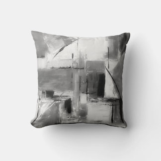 Black White & Grey Mod Abstract Decor Pillow