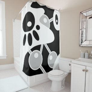 Black white grey modern doodle art shower curtain