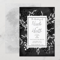 Black White Grey Modern Minimal Floral Wedding   