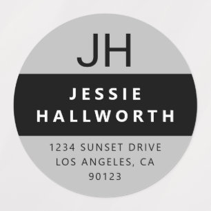 Black White & Grey Modern Monogram Waterproof