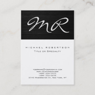 Black White Grey Modern Plain Business Card