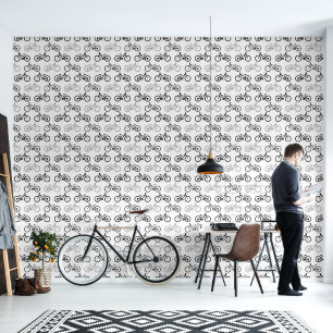 Black White Grey Monochromatic Bicycles Design Wallpaper