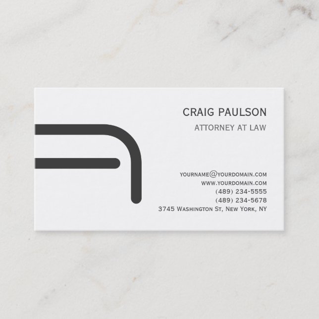 Black White Grey Monogram Attorney Business Card (Front)