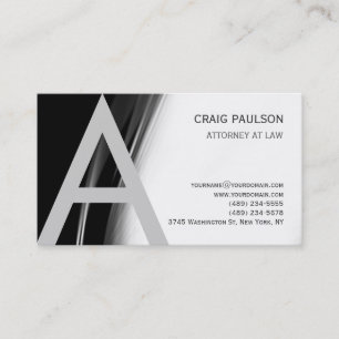 Black White Grey Monogram Attorney Business Card