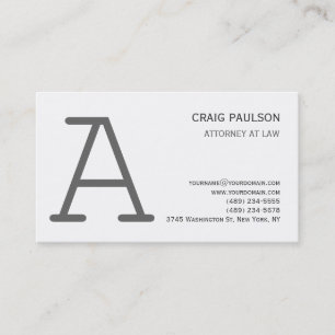Black White Grey Monogram Attorney Business Card
