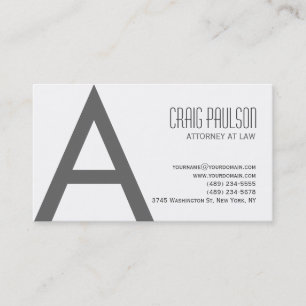 Black White Grey Monogram Attorney Business Card