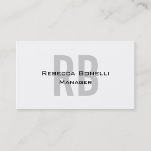 Black White Grey Monogram Manager Business Card
