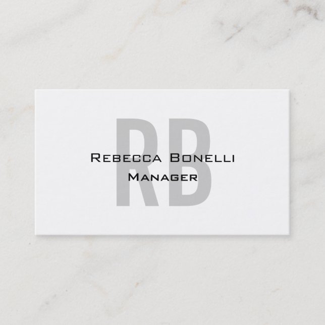 Black White Grey Monogram Manager Business Card (Front)