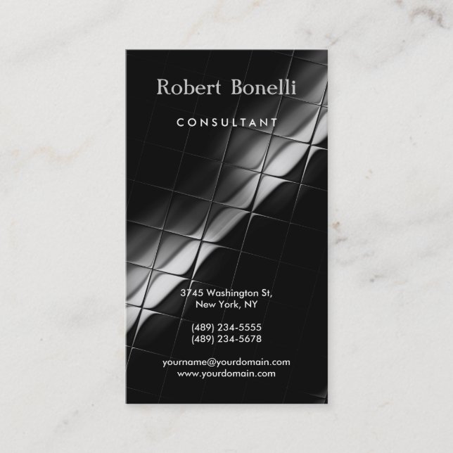Black White Grey Plain Modern Business Card (Front)