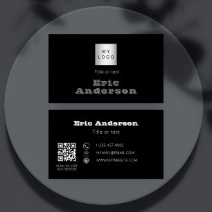 Black white grey QR code logo Business Card
