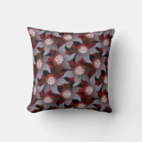 Black White Grey & Red Bold Floral Pattern