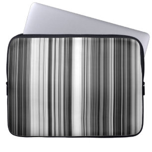Black White Grey Striped Pattern Laptop Sleeve
