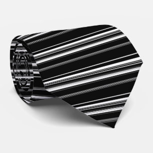 Black White Grey Striped Pattern Tie