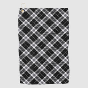 Black White & Grey Tartan Plaid Golf Towel