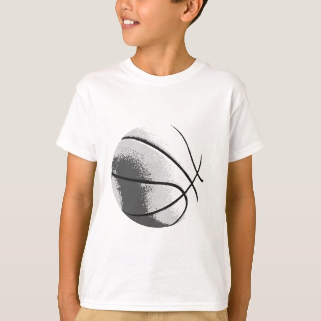 Black White Grey Trendy Pop Art Basketball T-Shirt (Front)