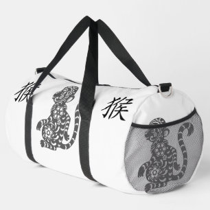 Black, White Grey, Year of Monkey Chinese Zodiac   Duffle Bag