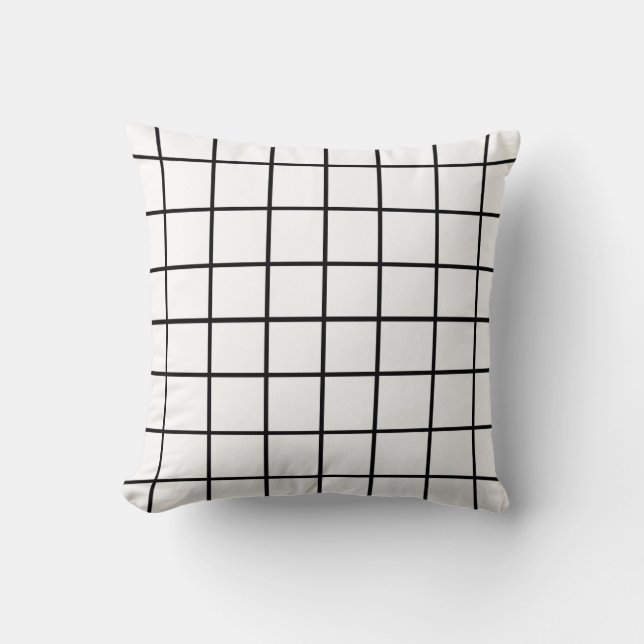Black white Grid Pattern Cushion (Front)