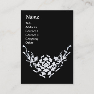BLACK WHITE GRIFFINS FLORAL FANTASY MONOGRAM BUSINESS CARD
