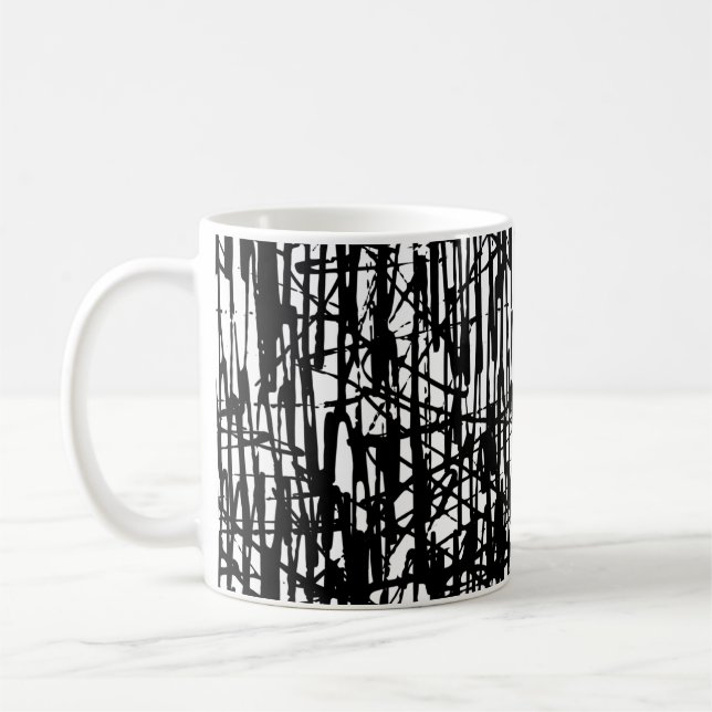 Black White Grunge Pattern 11 oz. Coffee Tea Mug (Left)