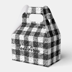 Black & White Grunge Plaid Chequered Party Favour Box