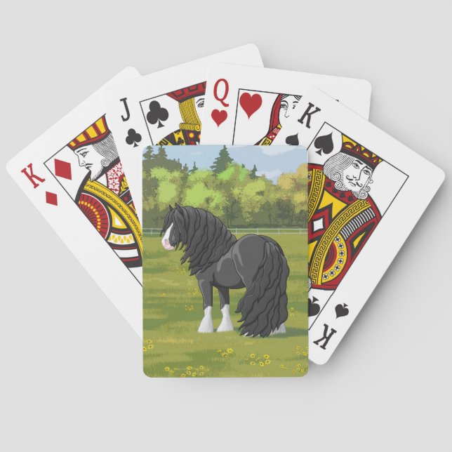 Black & White Gypsy Vanner Tinker Draught Horse Playing Cards (Back)