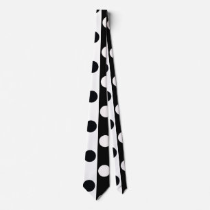 Black White Half Color Split Inverse Polka Dots Tie