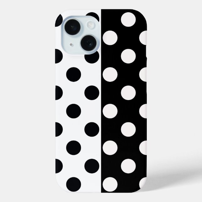 Black White Half Colour Split Inverse Polka Dots Case-Mate iPhone Case (Back)