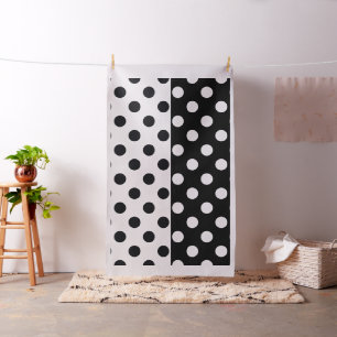 Black White Half Colour Split Inverse Polka Dots Fabric