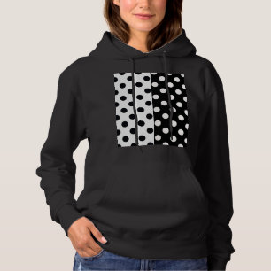 Black White Half Colour Split Inverse Polka Dots Hoodie