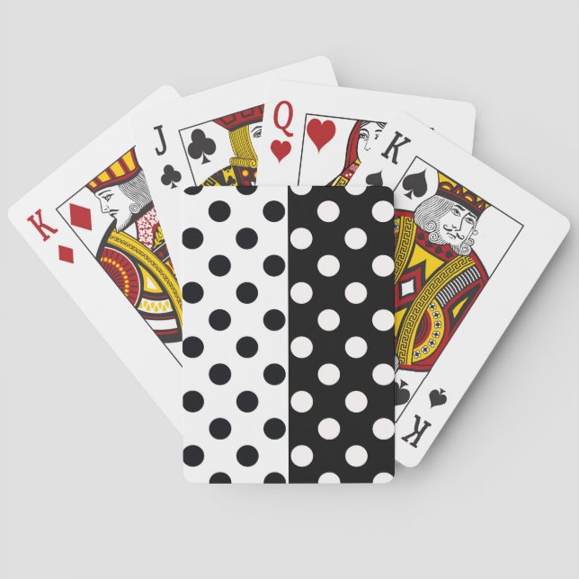 Black White Half Colour Split Inverse Polka Dots Playing Cards (Back)