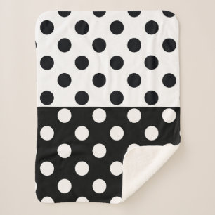 Black White Half Colour Split Inverse Polka Dots Sherpa Blanket