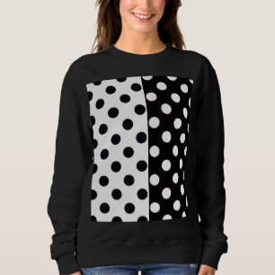 Black White Half Colour Split Inverse Polka Dots Sweatshirt