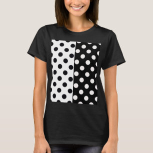 Black White Half Colour Split Inverse Polka Dots T-Shirt
