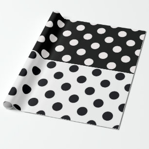 Black White Half Colour Split Inverse Polka Dots Wrapping Paper