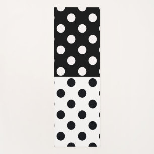 Black White Half Colour Split Inverse Polka Dots Yoga Mat