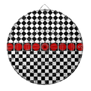 Black White Half Diamond Checkers Dartboard