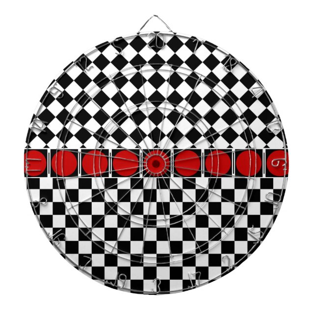 Black White Half Diamond Checkers Dartboard (Front)