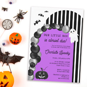 Black white Halloween little boo baby shower Invitation