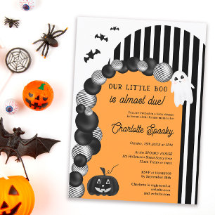 Black white Halloween little boo baby shower Invitation